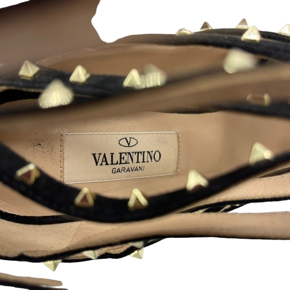 Valentino Black Suede Lovestud Ankle Heel Booties - Picture 6 of 8